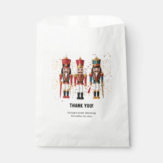 Gold Glitzer Red & Blue Nutcracker Baby Dusche Geschenktütchen (Vorderseite)