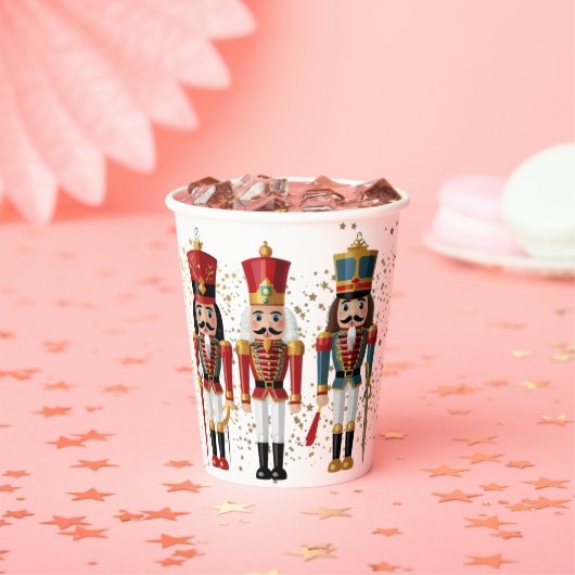 Gold Glitzer Red & Blue Nutcracker Baby Dusche Pappbecher (Insitu)