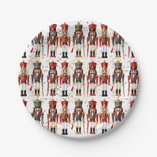 Gold Glitzer Red & Blue Nutcracker Baby Dusche Pappteller (Vorderseite)