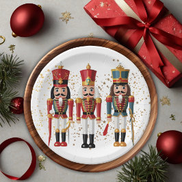 Gold Glitzer Red & Blue Nutcracker Baby Dusche Pappteller