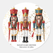 Gold Glitzer Red & Blue Nutcracker Baby Dusche Runder Aufkleber (Vorderseite)