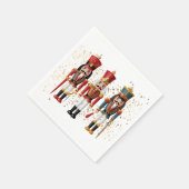 Gold Glitzer Red & Blue Nutcracker Baby Dusche Serviette (Ecke)