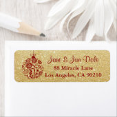 Gold Glitzer Red Christmas Ornament Winterlabel (Insitu)