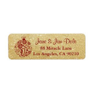 Gold Glitzer Red Christmas Ornament Winterlabel