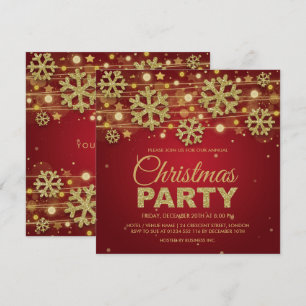 Gold Glitzer & Red Corporate Christmas Party Einladung