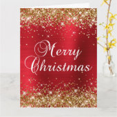 Gold Glitzer Red Foil Big Frohe Weihnachten Karte (Gelbe Blume)