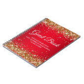 Gold Glitzer Red Glam Gradient Abschluss Guest Notizblock (Linke Seite)