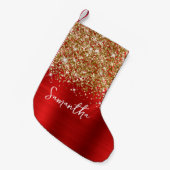 Gold Glitzer Red Glam Name Kleiner Weihnachtsstrumpf (Vorderansicht (hängend))