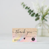 Gold Glitzer Regenbogenmarmor Ordnung danke Visitenkarte (Stehend Vorderseite)