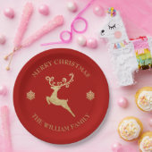 Gold Glitzer Reindeer Frohe Weihnachtsfeierliches  Pappteller (Party)