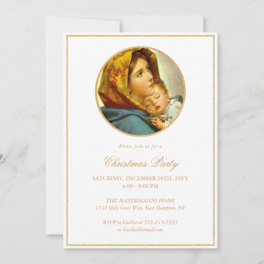 Gold Glitzer Religiöses Weihnachtsfest Party Einladung (Vorderseite)
