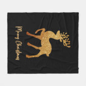 Gold Glitzer Rentier auf Schwarz Fleecedecke (Vorderseite (Horizontal))