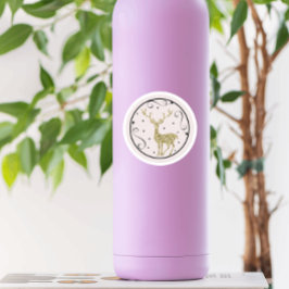 Gold Glitzer Rentier Weihnachten Runder Aufkleber