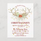 Gold Glitzer Rentier Weihnachtsfeier Party Einladu Postkarte (Vorderseite)