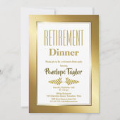 Gold Glitzer Retirement Dinner Party Einladung (Vorderseite)