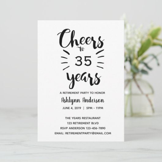 Gold Glitzer Retirement Party Einladung (Stehend Vorderseite)