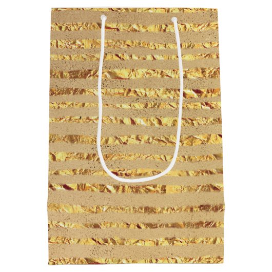 Gold Glitzer Ribbon Design Mittlere Geschenktüte (Rückseite)