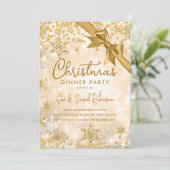 Gold Glitzer Ribbon Xmas Winterurlaub Einladung (Stehend Vorderseite)