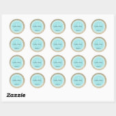 Gold Glitzer & Robin Egg Blue Wedding Monogram Runder Aufkleber (Blatt)