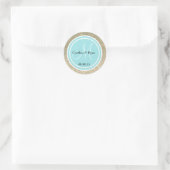 Gold Glitzer & Robin Egg Blue Wedding Monogram Runder Aufkleber (Tasche)