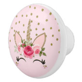 Gold Glitzer & Rosa Blüteneinfassung Trendy Keramikknauf (Rechts)