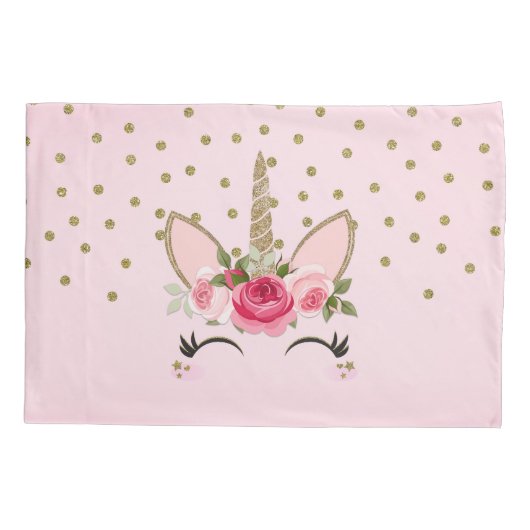 Gold Glitzer & Rosa Blüteneinfassung Trendy Kissenbezug (Rückseite)