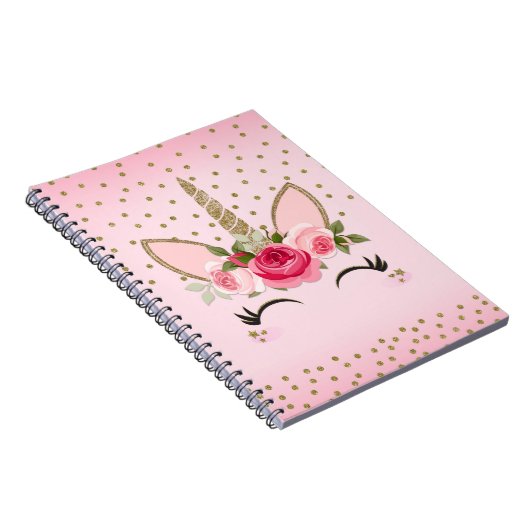 Gold Glitzer & Rosa Blüteneinfassung Trendy Notizblock (Rechte Seite)