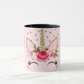 Gold Glitzer & Rosa Blüteneinfassung Trendy Tasse (Zentrum)