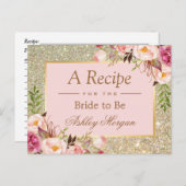 Gold Glitzer Rosa Brautparty Rezept Karte (Vorne/Hinten)