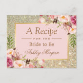 Gold Glitzer Rosa Brautparty Rezept Karte (Vorderseite)