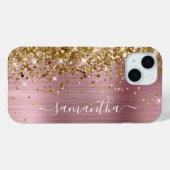 Gold Glitzer Rosa Foil Moderne Girly Signature Case-Mate iPhone Hülle (Rückseite (Horizontal))
