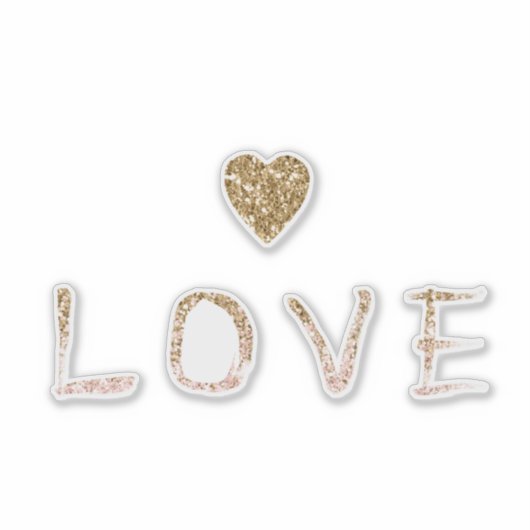 Gold Glitzer Rosa Liebe Herz Aufkleber (Vorderseite)