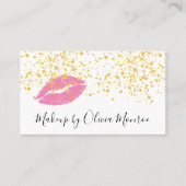 Gold Glitzer Rosa Lippen Makeup Artist Business Ca Visitenkarte (Vorderseite)