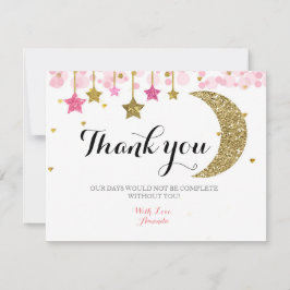 Gold Glitzer Rosa Mond Danke Karte