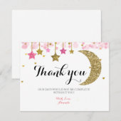 Gold Glitzer Rosa Mond Danke Karte (Vorne/Hinten)