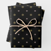 Gold Glitzer & rosa Schneeflocken, schwarz Weihnac Geschenkpapier Set (Beispiel)