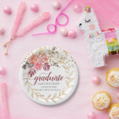 Gold Glitzer Rosa und Marsala Blumengrad Party Pappteller (Party)