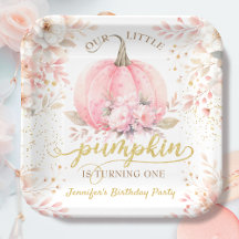 Gold Glitzer Rose Floral Girl Pumpkin 1. Geburtsta