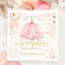 Gold Glitzer Rose Floral Girl Pumpkin 1. Geburtsta