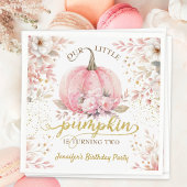 Gold Glitzer Rose Floral Girl Pumpkin 2. Geburtsta Serviette