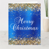 Gold Glitzer Royal Blue Foil Große Weihnachten Karte (Vorderseite)