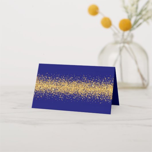 Gold Glitzer Royal Blue Platzkarte (Rückseite)