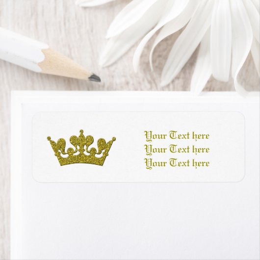 Gold Glitzer Royal Crown Princess Address Labels (Insitu)