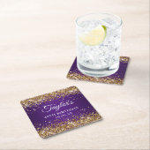 Gold Glitzer Royal Lila 40. Geburtstag Rechteckiger Pappuntersetzer (Vor Ort)
