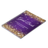 Gold Glitzer Royal Lila 80. Geburtstag Gästebuch Notizblock (Linke Seite)
