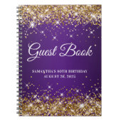 Gold Glitzer Royal Lila 80. Geburtstag Gästebuch Notizblock (Vorderseite)