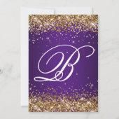 Gold Glitzer Royal Lila Monogram 60. Geburtstag Einladung (Rückseite)