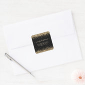 Gold Glitzer Rücksendeadresse Frohe Weihnachten Sc Quadratischer Aufkleber (Umschlag)