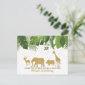 Gold Glitzer Safari Abenteuer Danke Karte (Stehend Vorderseite)