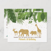 Gold Glitzer Safari Abenteuer Danke Karte (Vorne/Hinten)